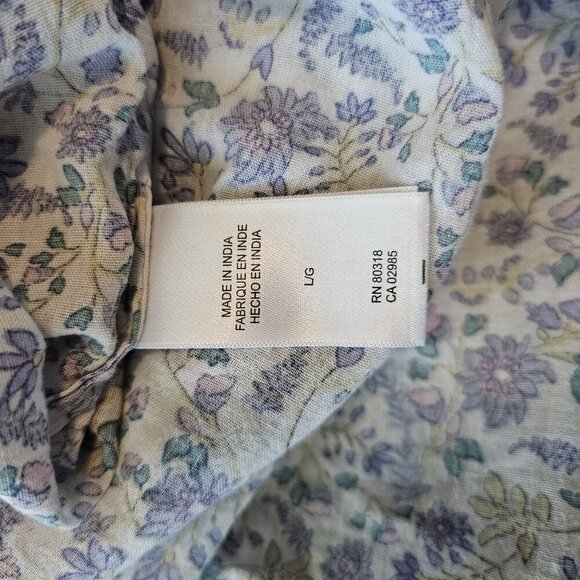 Lucky Brand Ditsy Floral Drapey Cotton Tunic Boxy Relaxed Coastal Cottage Core L - Picture 8 of 12